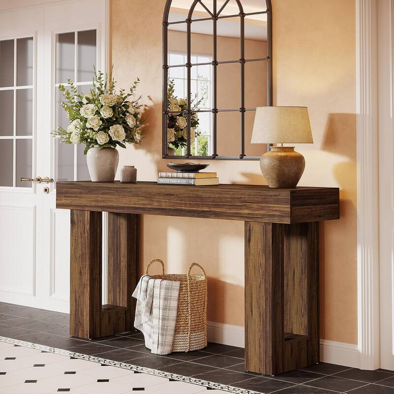 63" Wooden Console Table, Rectangular Sofa Table for Behind Couch, Entryway, HallwayLiving Room