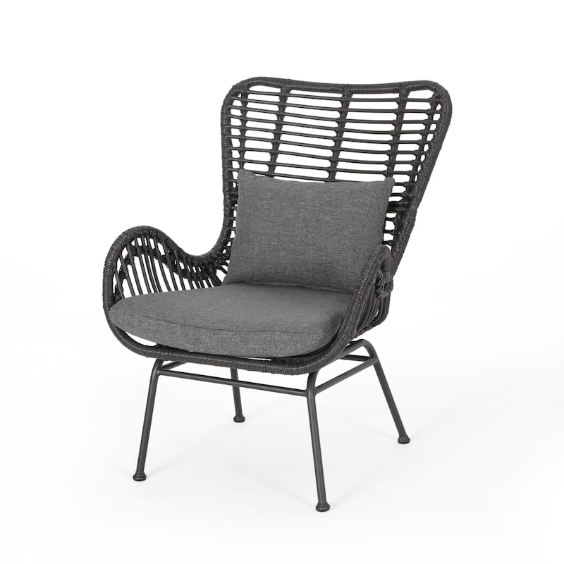 Wicker Patio Chair with Cushions (Set of 2)