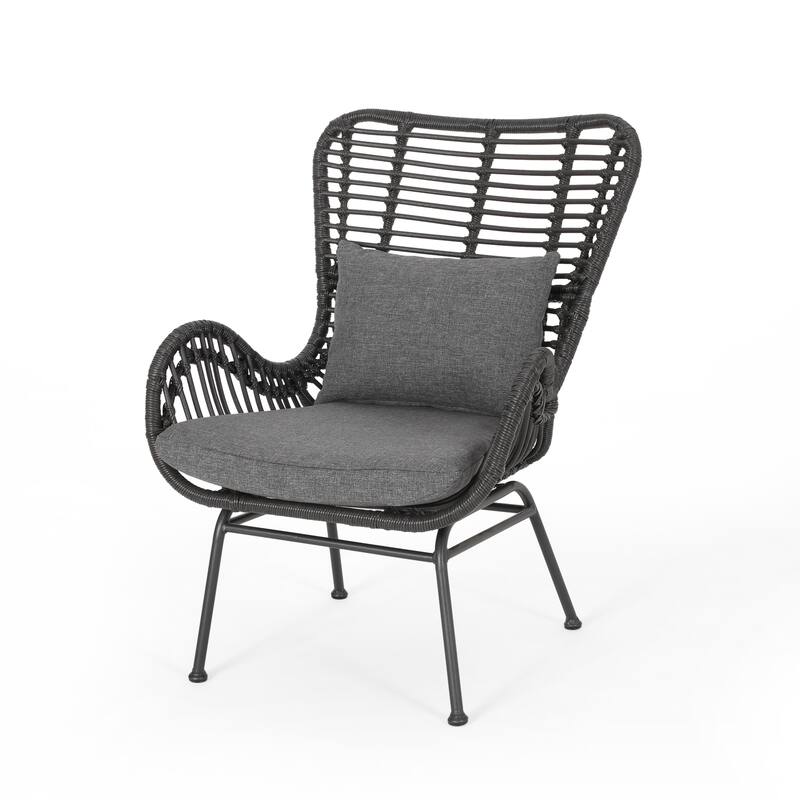 Wicker Patio Chairs with Cushions, 2-Piece Outdoor Accent Chairs Set