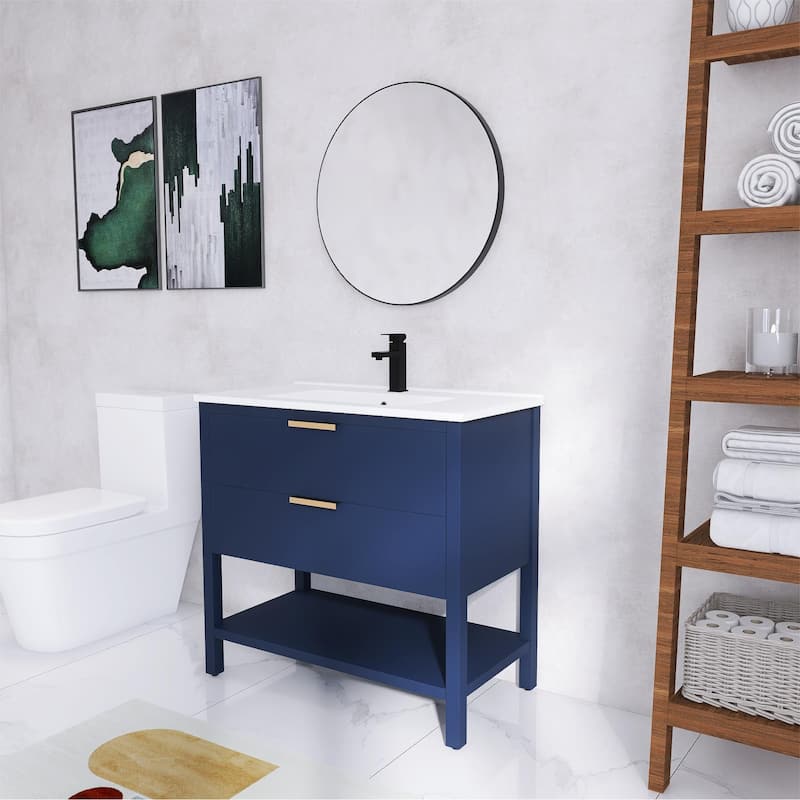 Beingnext 30"/36" Bathroom Vanity with Sink, Single Sink Freestanding Bathroom Vanity with 2 Soft Close Drawers