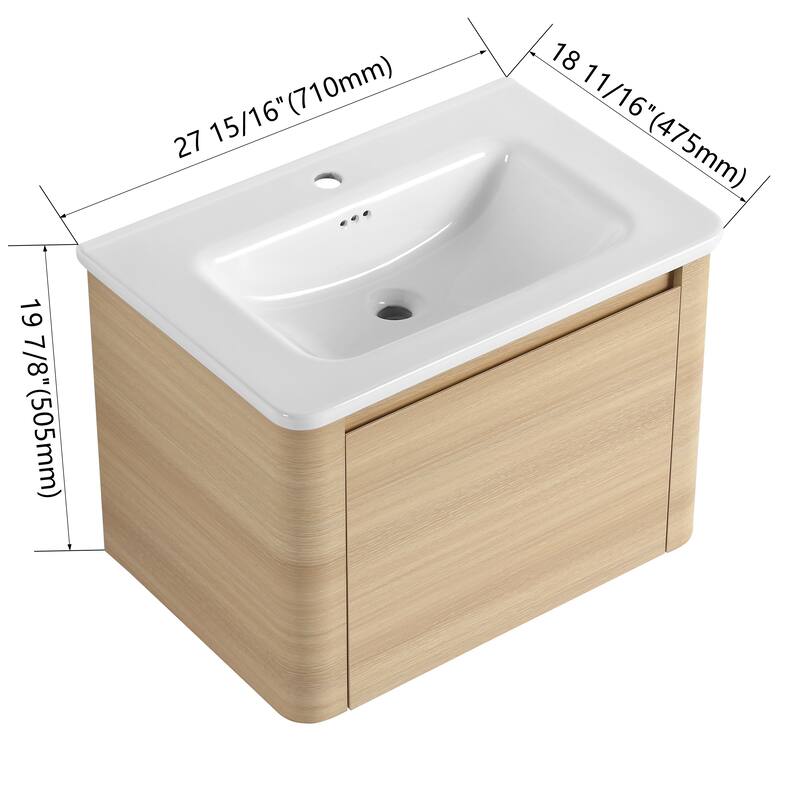 Beingnext 24''/28''/36''/40''/60''/68'' Floating Bathroom Vanity with Sink, Wall Mounted Bathroom Vanity with Soft Close Door