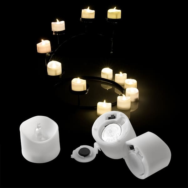 Flickering Battery Operated Black Wick Tea Light Candle - Warm White