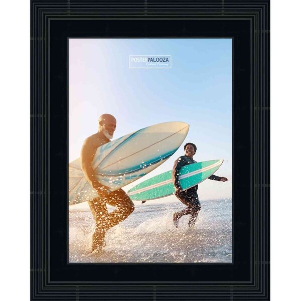 27x20 Lacquer Black Complete Wood Picture or Puzzle Frame with UV