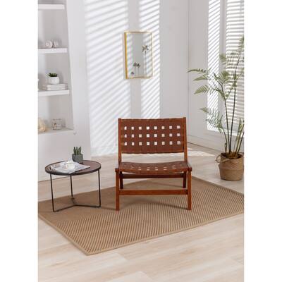 26.18" Mid Century Modern Accent Chair, Lounge Chair with Elegant Faux Leather Back and Solid Rubber Wood Frame