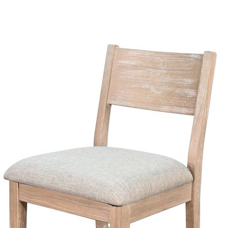 Casy Counter Height Chair Set of 2, Gray Cushion, Natural Brown Solid Wood