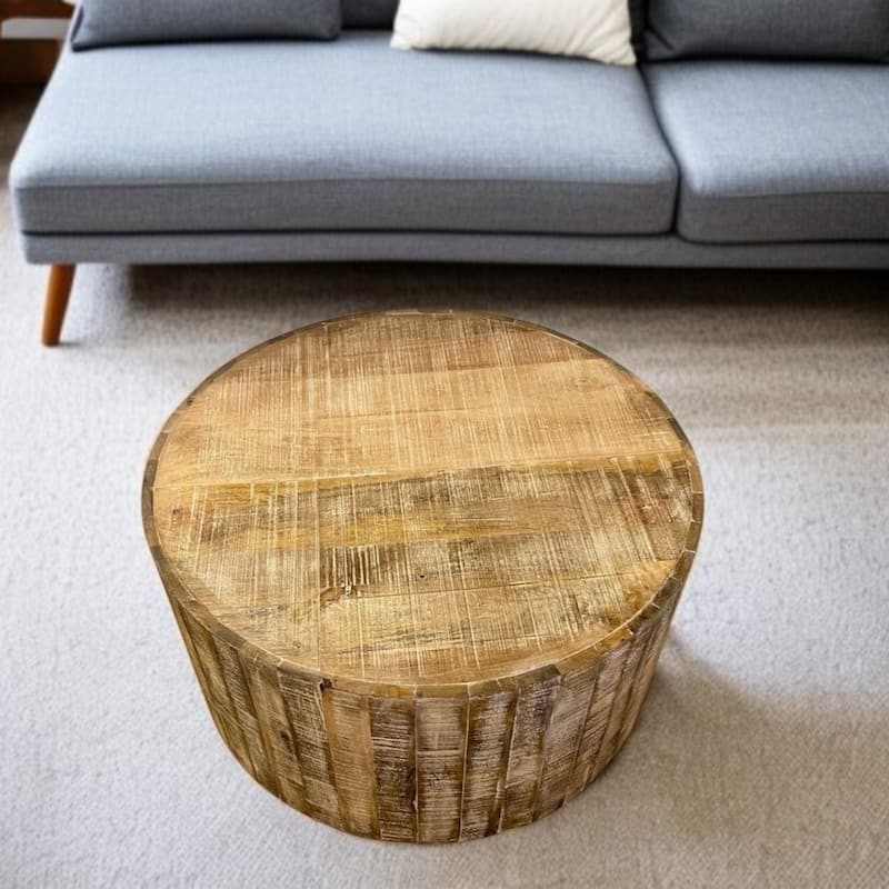 34" Rustic Natural Wooden Stump Coffee Table - 33.5' x 33.5' x 13' - 33.5' x 33.5' x 13' - Brown - Wood