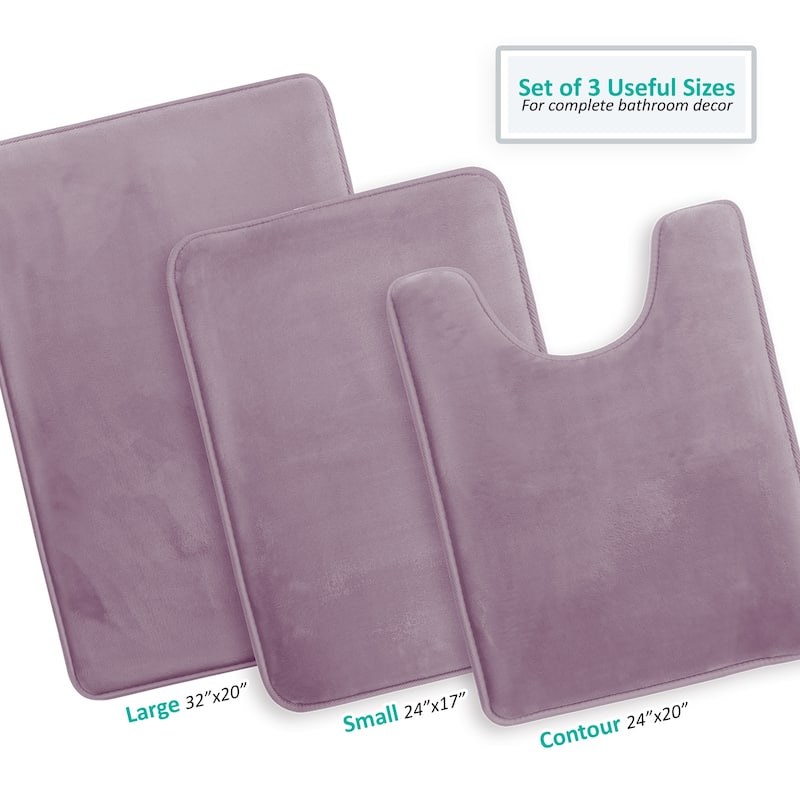 Clara Clark Ultra Soft Plush Bathroom Rug - Non-Slip, Velvet, Memory Foam Bath Mat - Set of 2