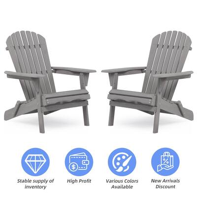 Outdoor Folding Adirondack Chair Set of 2 Wood Fire Pit Chairs