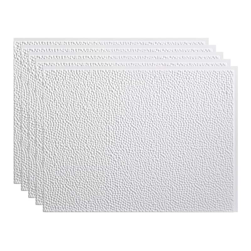 FASÄDE Hammered Decorative Vinyl Backsplash Panel - 5 Pack - Gloss White