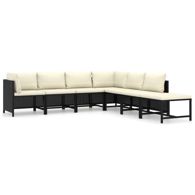 Avio 7pc Outdoor Modular Sofa Set, Square Shape, Poly Rattan, Black