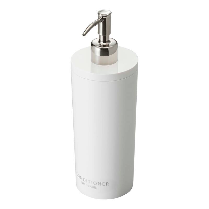 Yamazaki Home Round Shower Dispenser - Three Styles, ABS Plastic, Conditioner, 16.9 fluid oz., 500 ml - White