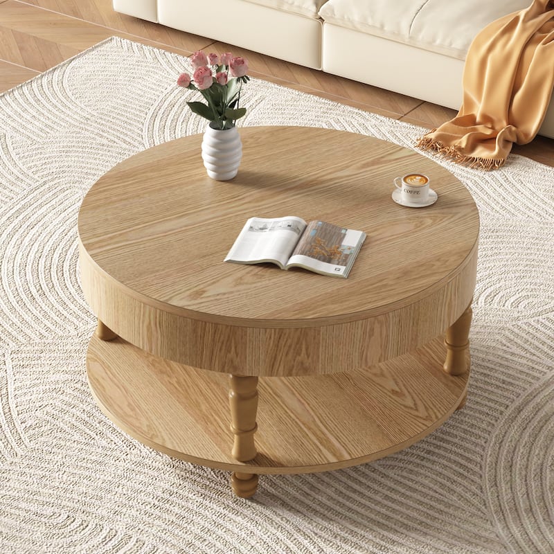 Round Coffee Table Center Table with Storage and Hidden Compartment, Sofa Table Side Table End Table