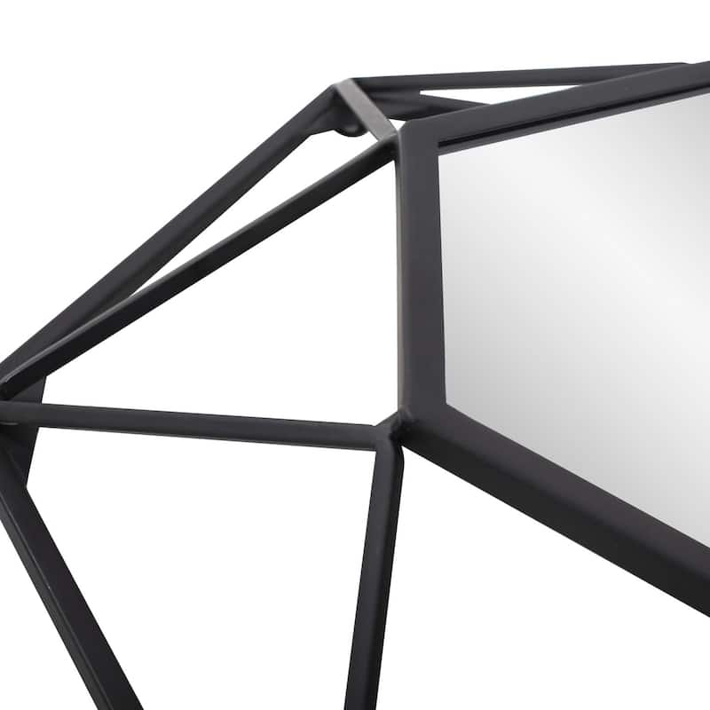 Allan Andrews Matte Black Metal Framed 3-D Geometric Wall Mirror - 16" x 16"