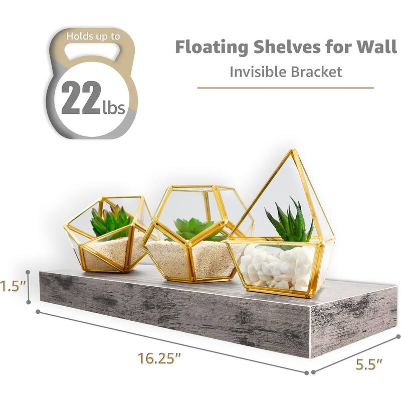 Wall Mounted Bookshelf (4 Pack) - 16.25 in L x 5.50 in W