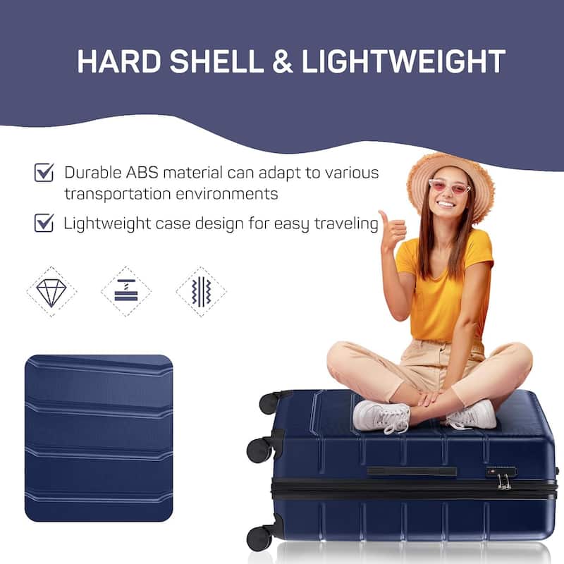 3-Piece Luggage Sets(20/24/28 Inch) , Hard Shell Suitcases with Spinner Wheels, Expandable Lightweight Rolling Suitcase Sets