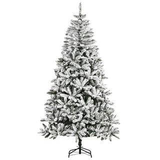 7.5ft Snow Flocked Artificial Pine Christmas Tree with Realistic Branches