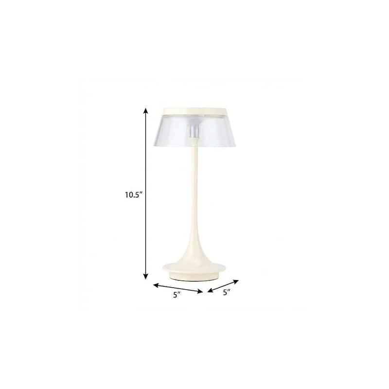 HomeRoots 11" White Geometric Modern Industrial Battery Operated Desk Lamp - 5.00 in. x 10.50 in. x 5.00 in.