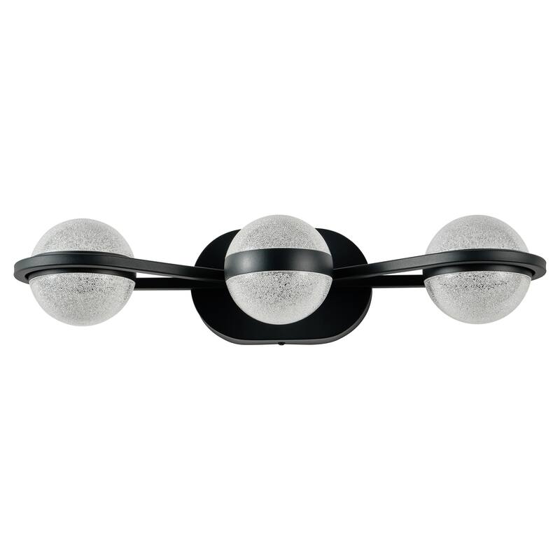 Bathroom Vanity Light, LED 3 Bulb Crystal Sand Acrylic Shades, Wall Mounted Decorative Lighting Fixture