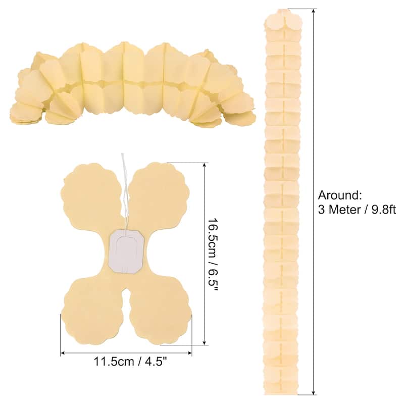 9.8ft Four-Leaf Garland, 9 Pack Tissue Paper Hanging Flower - Beige