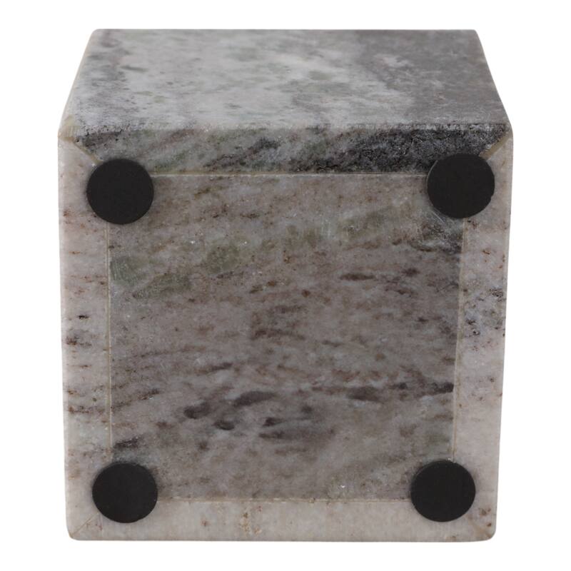 Marble Stone Storage Sculpted Design and Sleek Vertical Grooves - 4.0"