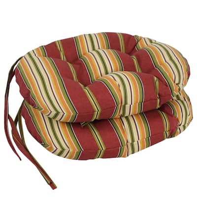 16-inch Round Tufted Indoor/Outdoor Chair Cushions (Set of 2) - 16"