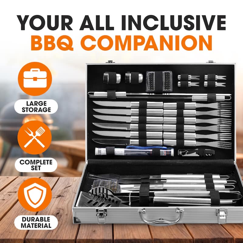 Cheer Collection 30 Piece BBQ Set with Aluminum Case