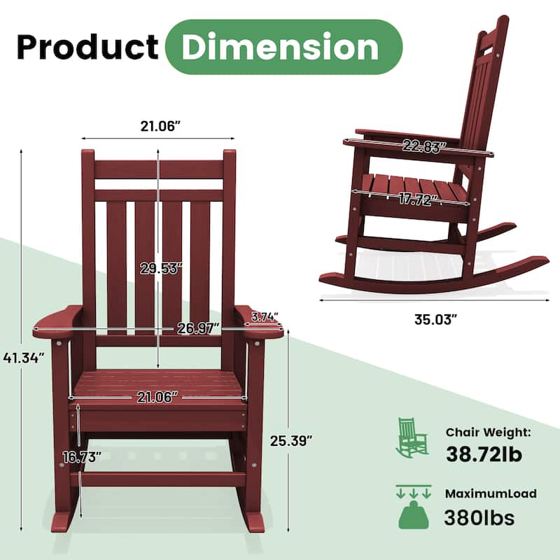 Modern High-Back Rocking Adirondack Chair All Weather
