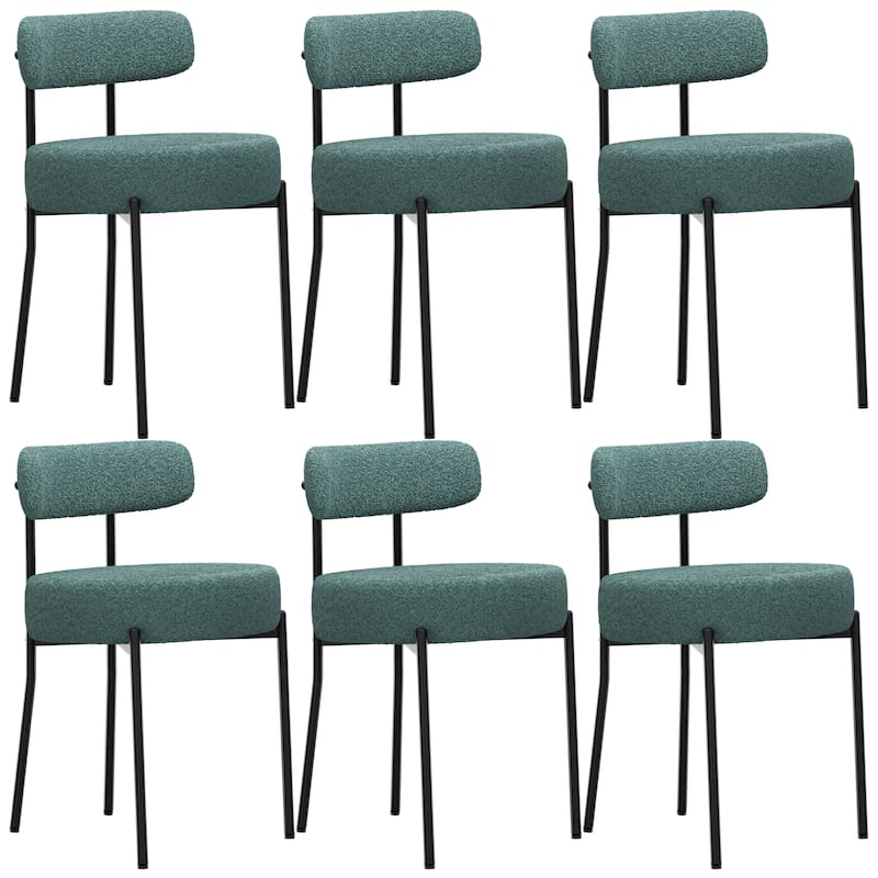 XINMICS Upholstered Boucle Dining Chairs with Black Metal Legs