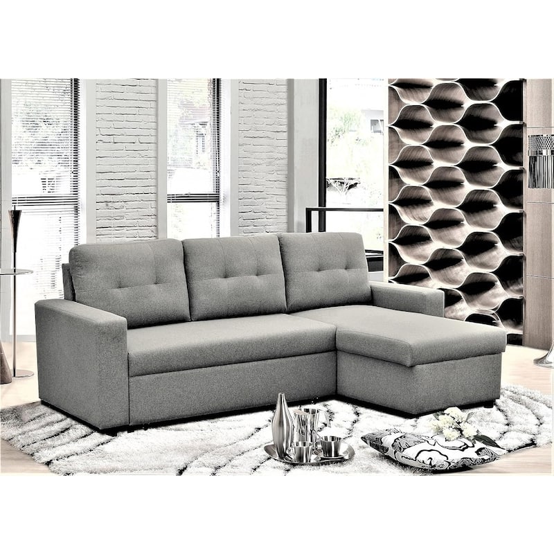 US Pride Furniture 79.92 inch Convertible L-Shaped Sectional Sleeper Sofa Bed Stylish Apartment Furniture - Grey