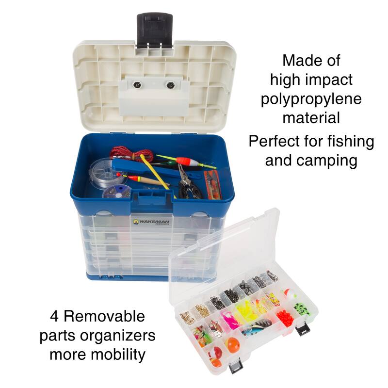 Storage Tool Box 4 Drawers 19 Compartments Each by Wakeman Outdoors (Dark Blue) - 12.2"