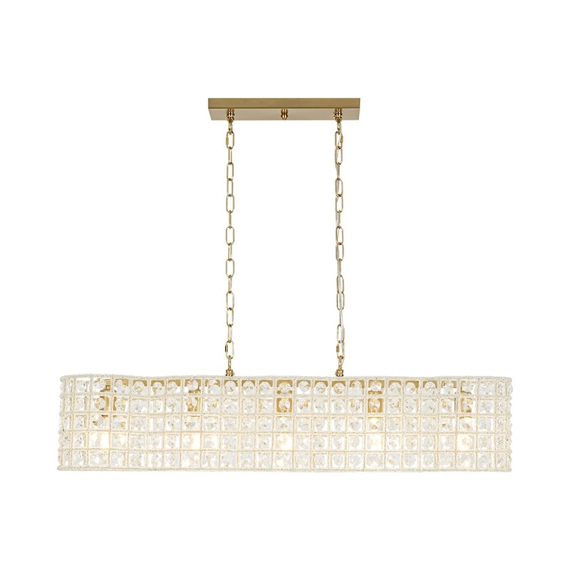 Classic 5-Light Crystal Curved Cage Island Pendant Chandelier