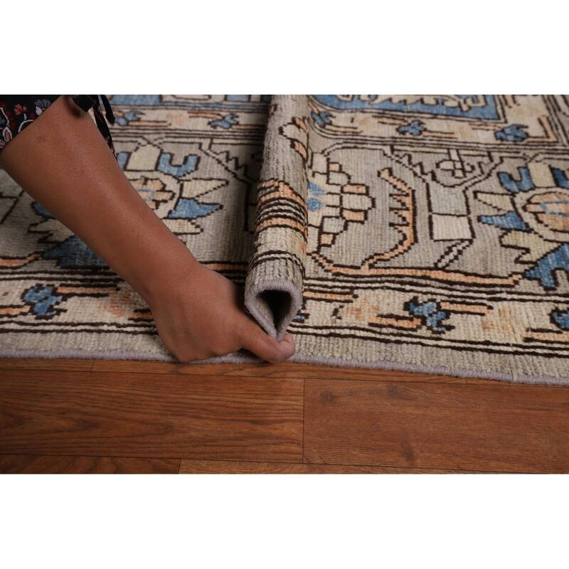 Oriental Oushak Turkish Large Rug Hand-Knotted Beige Wool Carpet - 10'1"x 14'0"