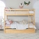 preview thumbnail 38 of 79, Walker Edison Solid Wood Twin Size Bunk Bed with Trundle Natural