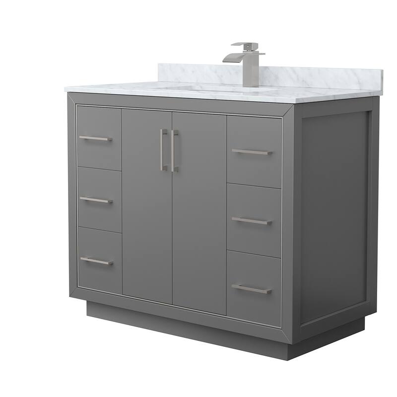 Wyndham Collection WCF1111-42S-NAT-MXX Icon 42" Free Standing Single - Dark Gray / Brushed Nickel Hardware