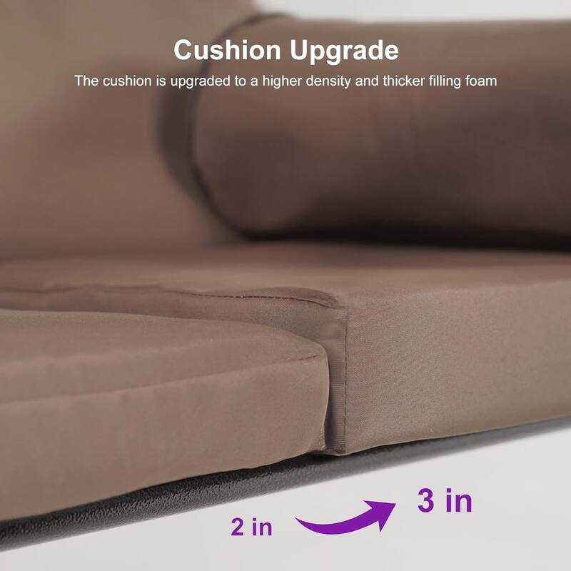 PURPLE LEAF Deluxe Outdoor Patio Porch Swing with Weather Resistant Steel Frame, Cushions and Pillow Included