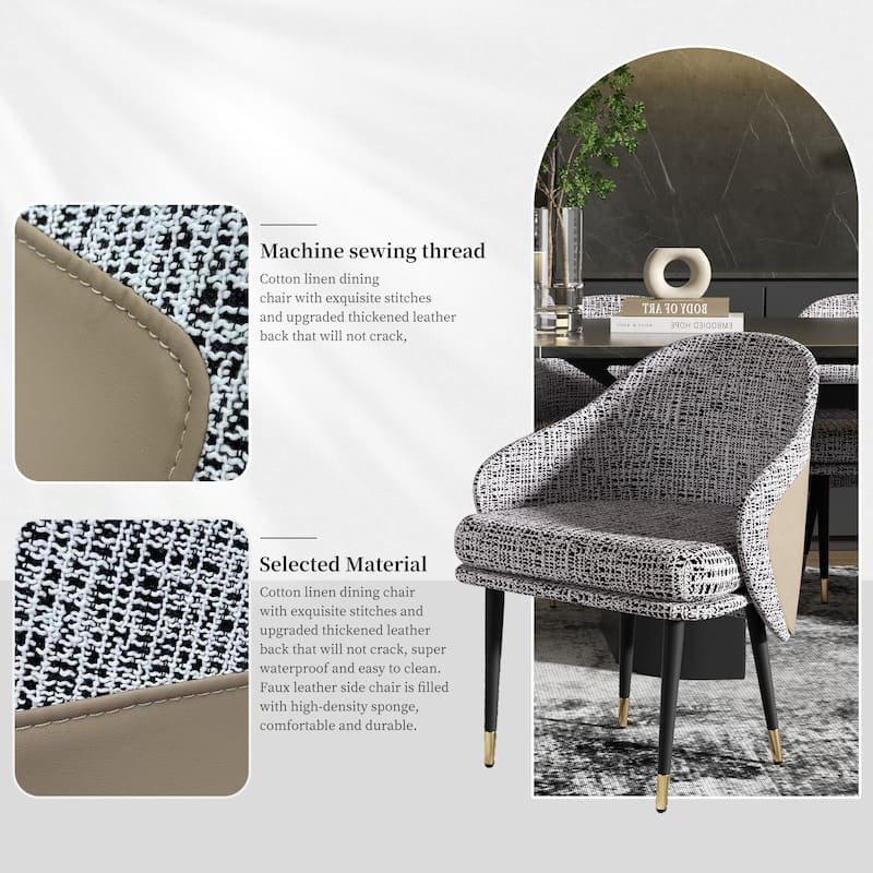Two-tone Linen Upholstered Dining Chairs (Set of 2) - 21.65" W x 20.66" D x 32.28" H