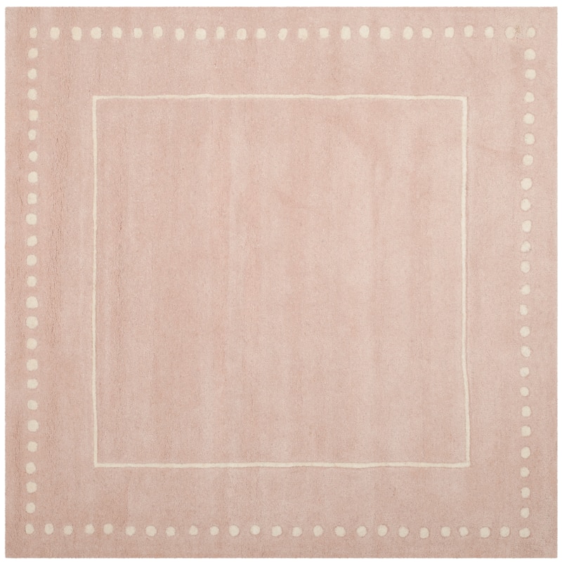 SAFAVIEH Handmade Bella Alverta Dotted Border Wool Rug - 7' x 7' Square - Light Pink/Ivory