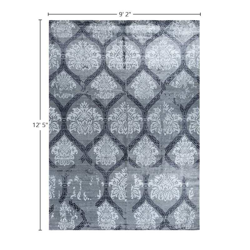 Modern One-of-a-Kind Hand-Knotted Area Rug - Gray, 9' 2" x 12' 5" - 9' 2" x 12' 5"