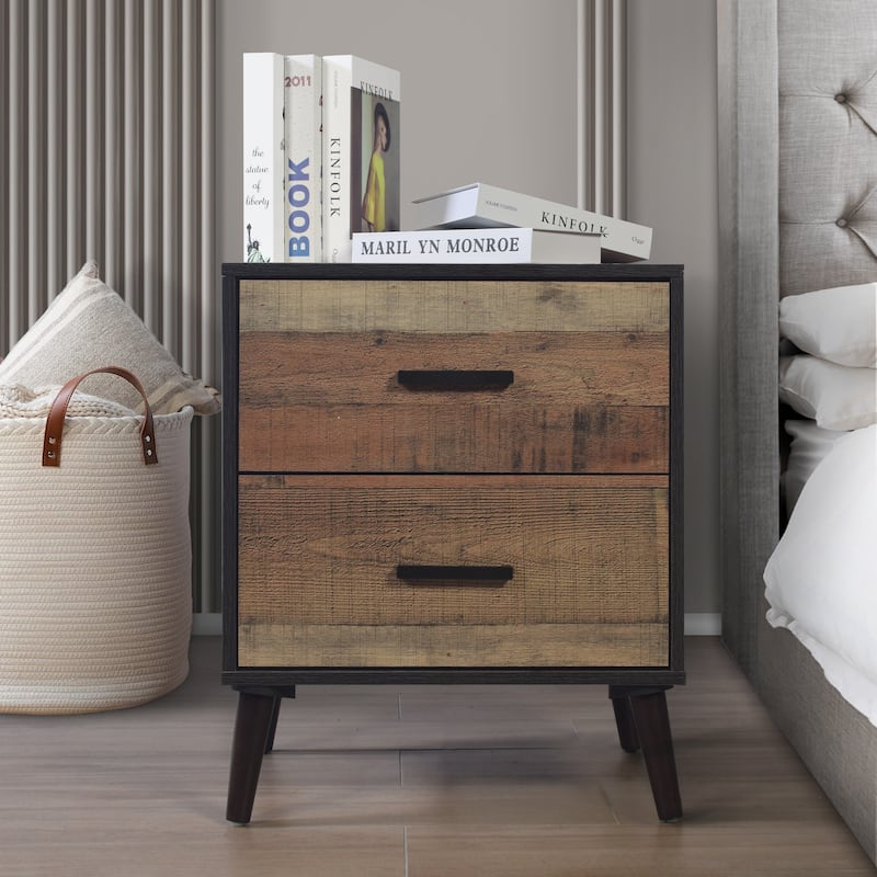 CraftPorch Rustic Elegant 2-Drawers Wooden Nightstand