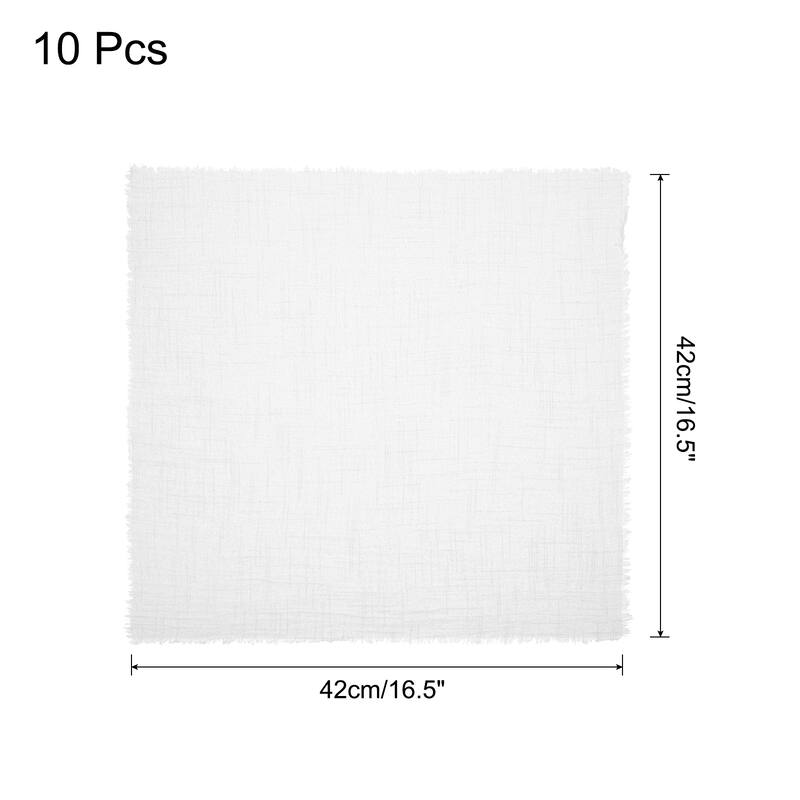 10pcs Cloth Napkins 16.5x16.5 Inches Cotton Linen Napkins with Fringe - White