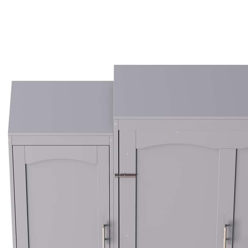 Murphy Bed, Wooden Wall Bed with 2 Wardrobe and Storage Shelf