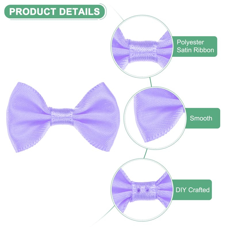 60-Pack Mini Craft Ribbon Bow 1.5x1 Inch for Craft DIY - Purple