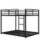 preview thumbnail 28 of 30, Full over Full Size Metal Low Bunk Bed with Ladder and Fence for Kids' Bedroom