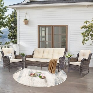 Outdoor Patio Furniture Set Brown Wicker Patio Conversation Seating Sets