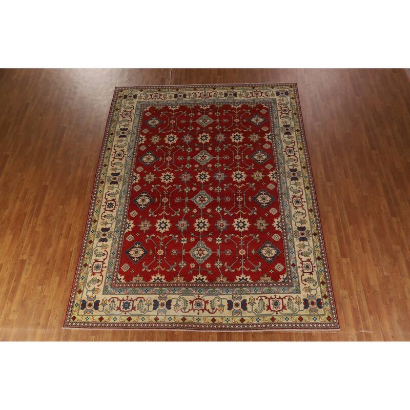 Hand Knotted Oriental 100% Wool Carpet Traditional Floral Red Kazak Area Rug - 11' 8'' X 9' 0''