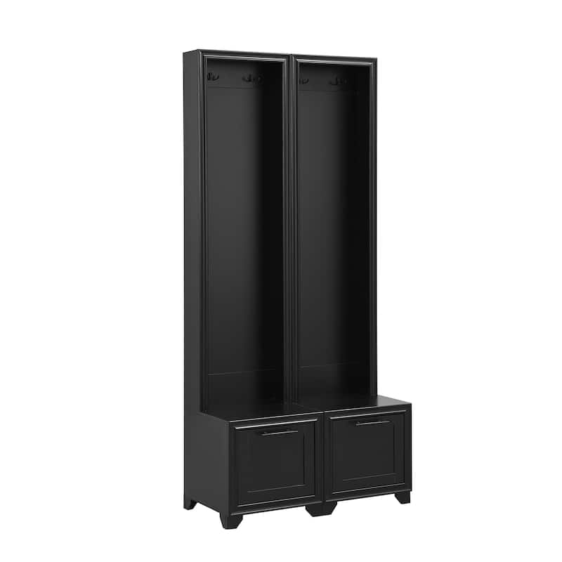Freestanding Hall Tree with Storage Bench & Hooks, Set of 2 Entryway Coat Rack with Storage Drawers & Anti-Tip Kit