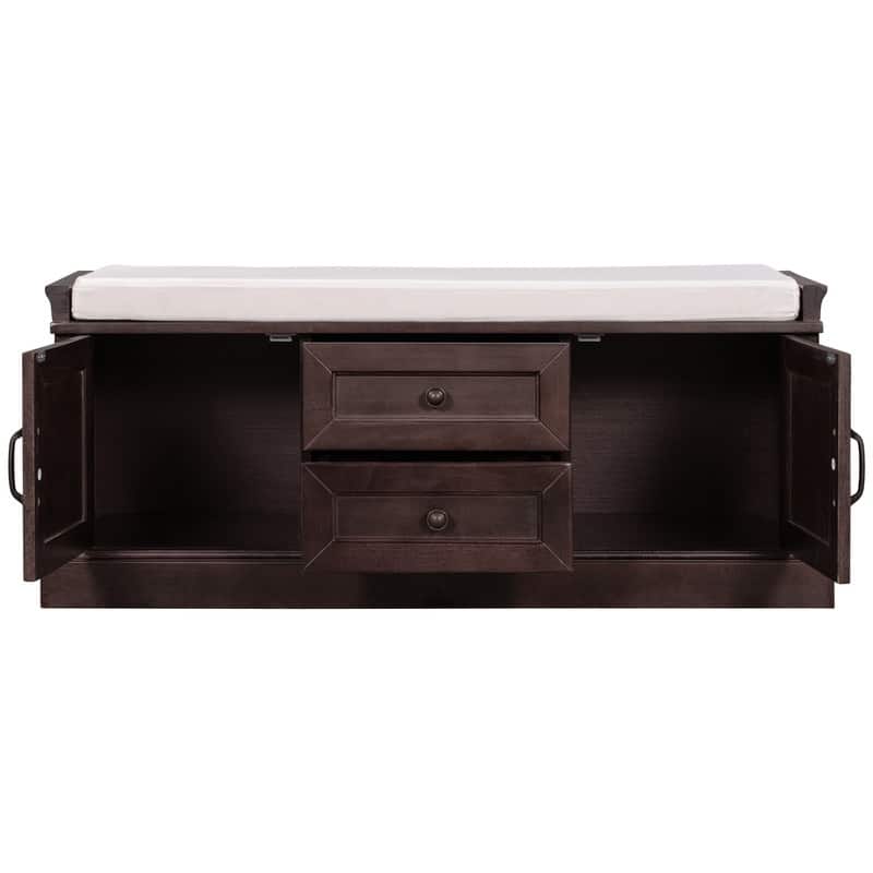 Storage Bench with 2 Drawers and 2 Cabinets