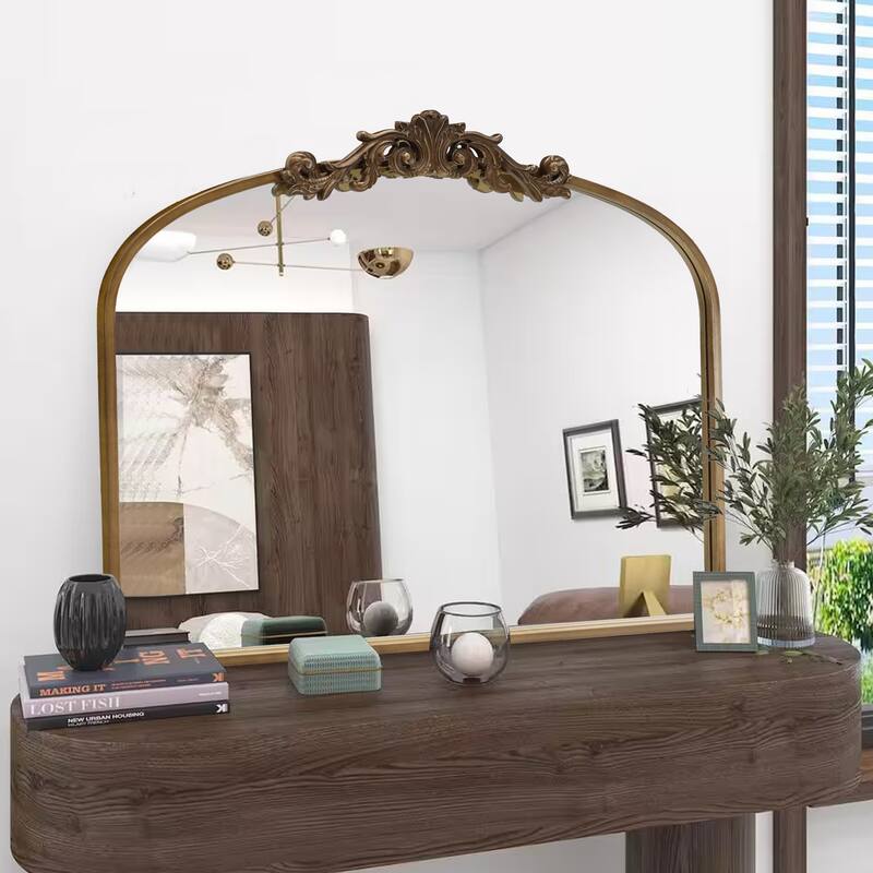 Traditional Baroque Ornate Wall Mirror - 36X29 - Antique Brown