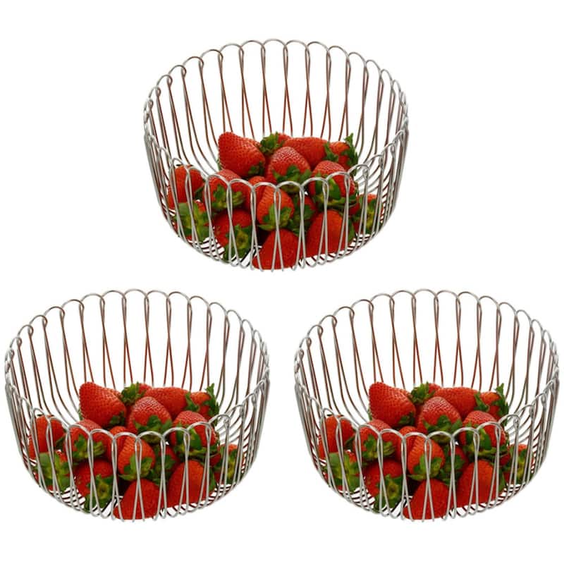 YBM Home Fruit Basket Bowl for Kitchen Counter and Pantry - 8 Inch - 3 Piece
