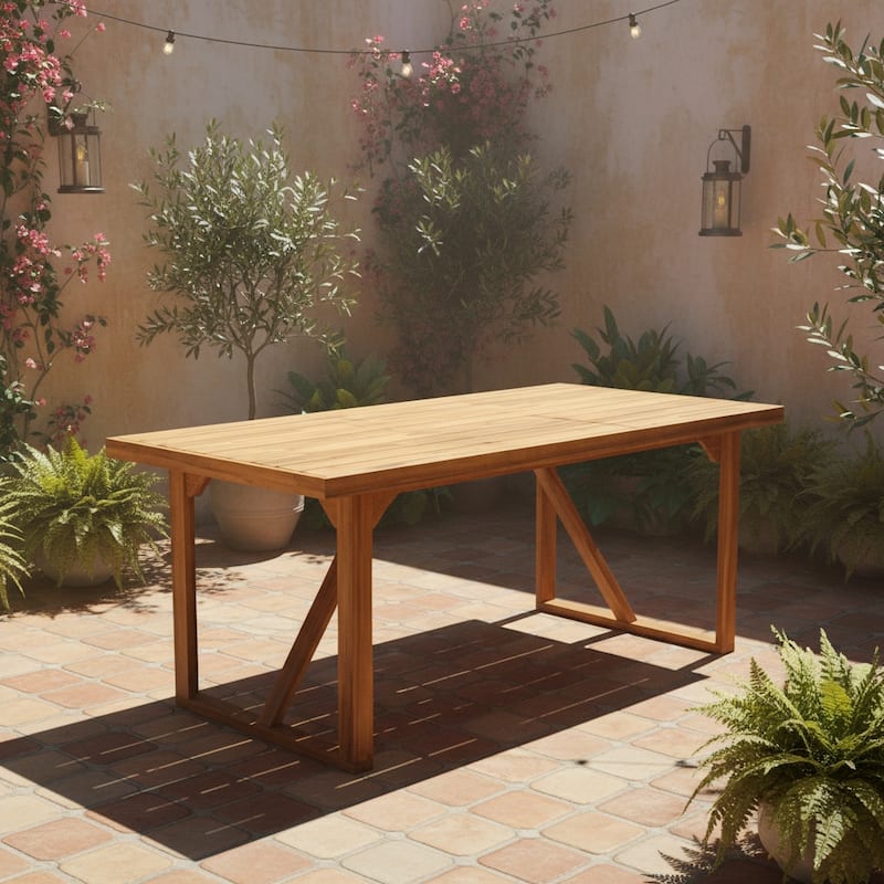 Christopher Knight Home - Modern Outdoor Acacia Wood Dining Table with Slatted Top - Teak